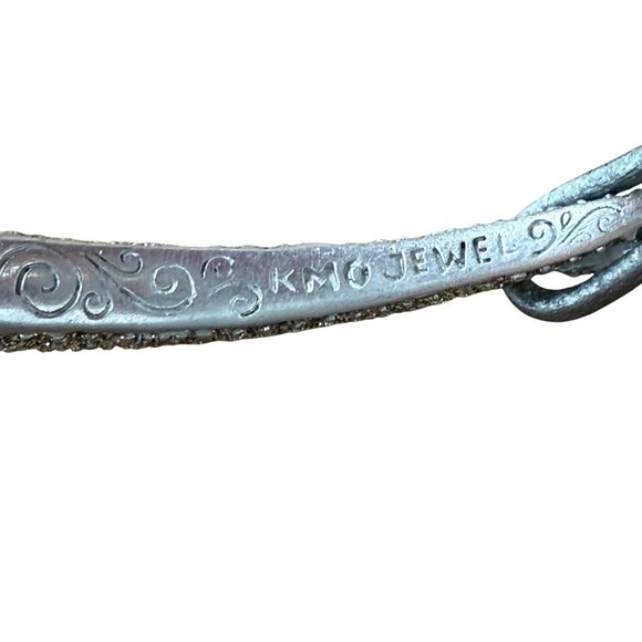 KMO Paris Jewel Silver & Glitter Textured Bangle Bracelet - Picture 3 of 5